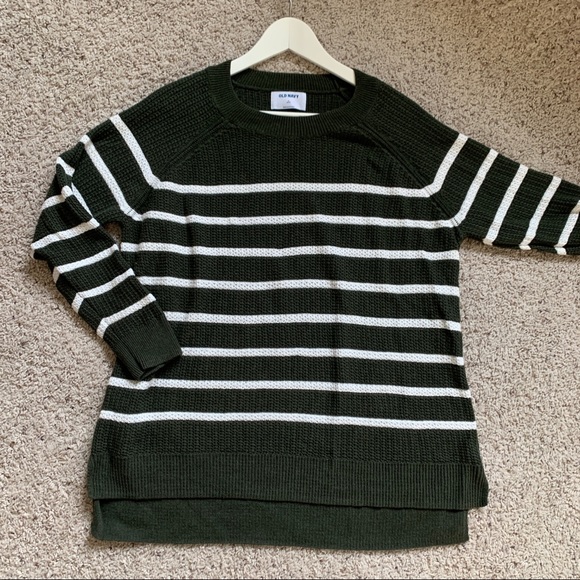 XL PETITE Stripe Green Sweater - Picture 3 of 7